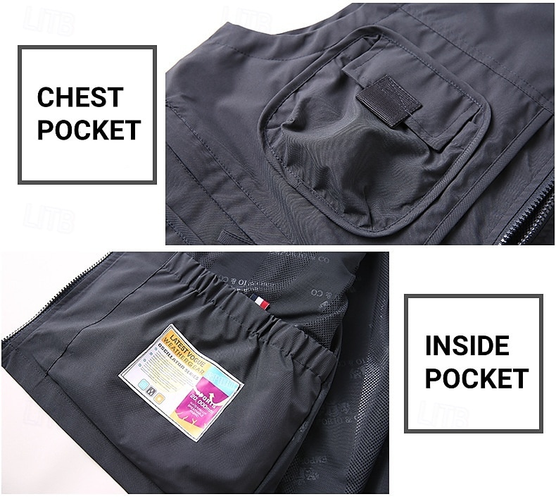 Per uomo Gilet da esterno Giacca Tattica Sport all'Aperto Casuale Per la pesca Campeggio & Escursionismo Attivo Primavera Autunno Multi-tasche Multistrato Poliestere Tattico Cerniera Collo alla del 2026 a $42.99 –P6