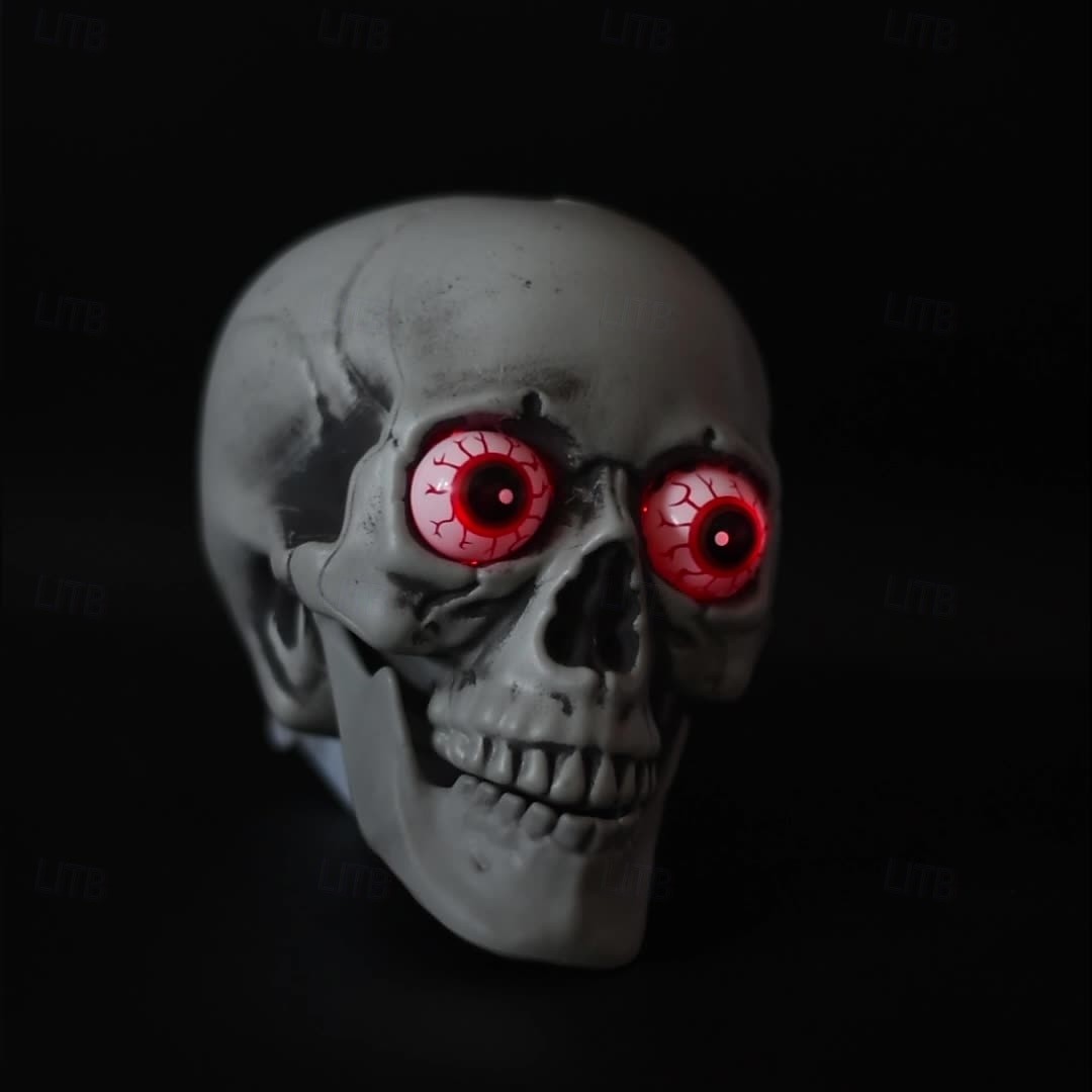 Mluvící lebky na Halloween - rozsvícená halloweenská dekorace s červenými očima a lebkami, sváteční halloweenské dekorace s červenými očima na párty 2025 - $24.99 –P7