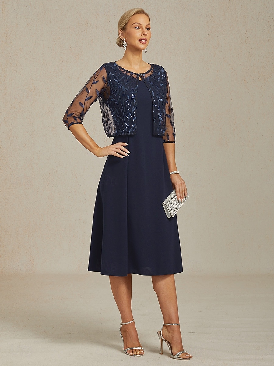 Damskie Marynarka Kurtka Lekki Koronka Haft Cekiny Elegancja Kwiaty Formalny Rocznica Impreza Gość weselny Otwarty przód Krótkie Wycięcie pod szyją Regularny Rękaw 3/4 Odzież wierzchnia Granatowy 2025 - $49.99 –P5