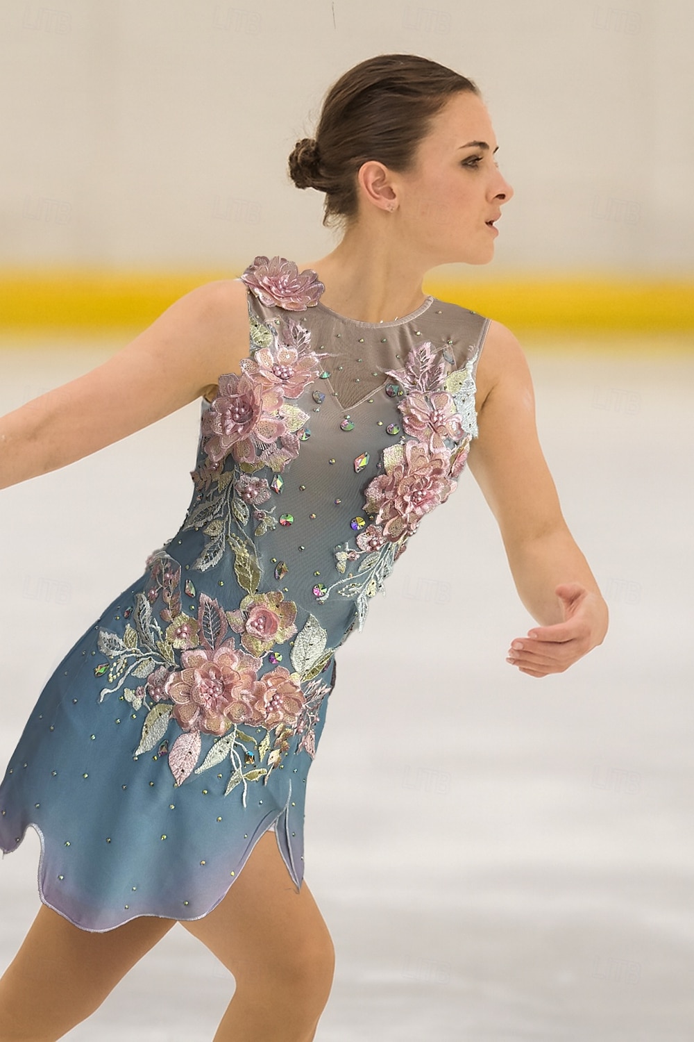 Rochie de Patinaj Artistic Pentru femei Fete Πατινάζ στο πάγο Rochii Gri+Verde Deschide Înapoi Tiv Asimetric Plasă Înaltă Elasticitate Antrenament Competiție Ținută Patinaj Clasic Cristale / Strasuri 2025 - $262.29 –P1