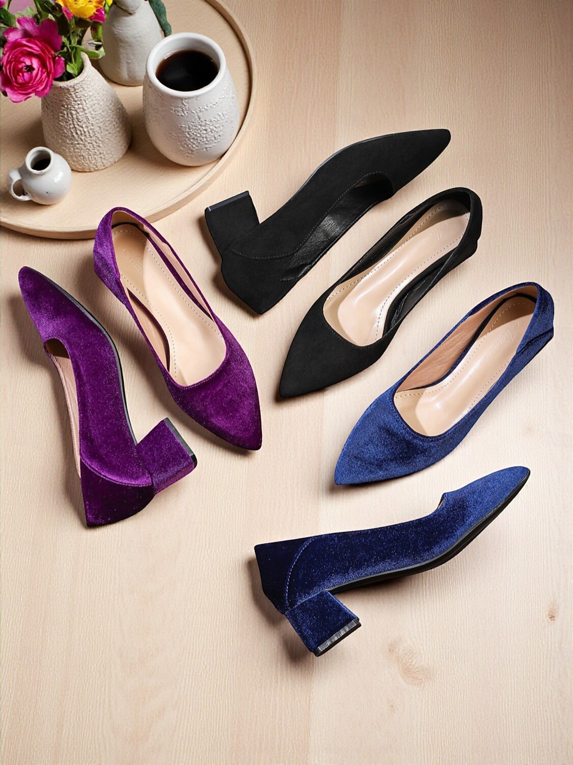 Escarpins à talons carrés en velours violet pour femmes - chaussures habillées rétro à bout pointu pour un usage quotidien élégant, les déplacements en automne et en hiver et les tenues de bureau de 2025 ? $34.99 –P1