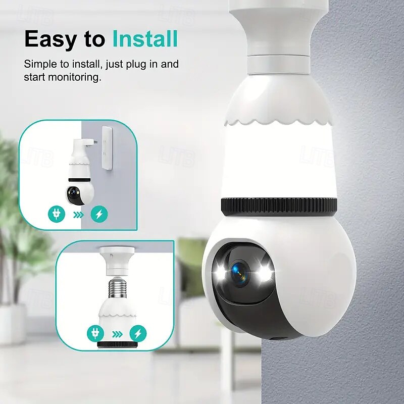 4-megapixel Bulb-style Surveillance Camera  Wifi 2k Surveillance Camera Wireless Outdoor/Indoor Full-color Day/Night Type Easy To Install Motion Detection Full-color Night Vision 2026 - $31.99 –P6