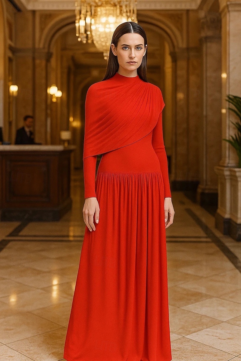 A-linje Kveldskjoler Elegant Formell kjole Formell Bryllup Gulvlengde Kortermet Crew-hals Jersey med Plissert Bølgemønster 2025 2025 - $149.99 –P1