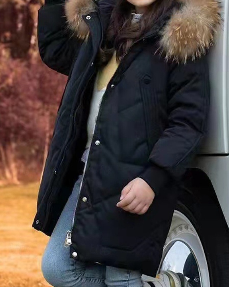 Copii Fete Jos Culoare solidă Modă Γούνινος Γιακάς Fermoar Buzunar Școală Palton Îmbrăcăminte exterioară 4-12 ani Iarnă Negru Roz Îmbujorat Roșu-aprins 2025 - $35.99 –P16