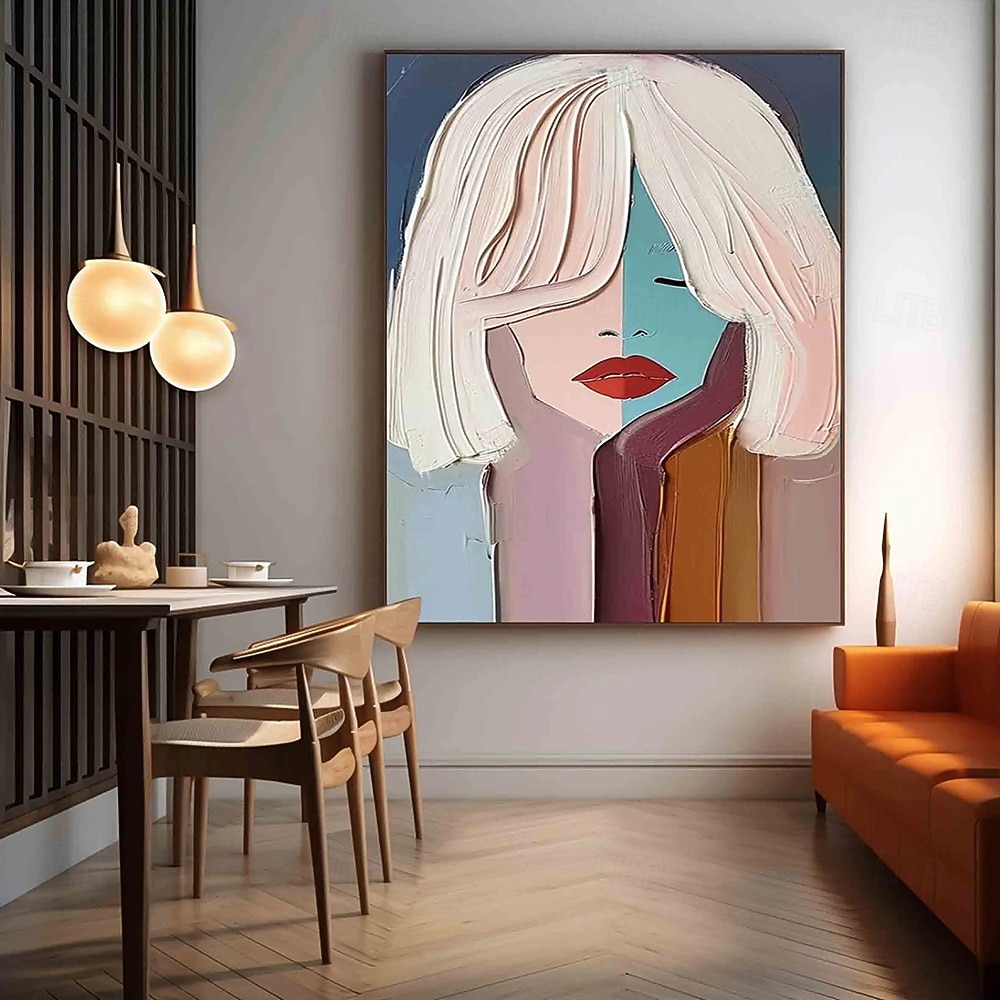 Handmade Oil Paintings Canvas Wall Art Decoration Modern Cream Style Abstract Hair Salons Women's Decorative Paintings for Home Decor Rolled Frameless Unstretched Painting 2026 - $77.99 –P6