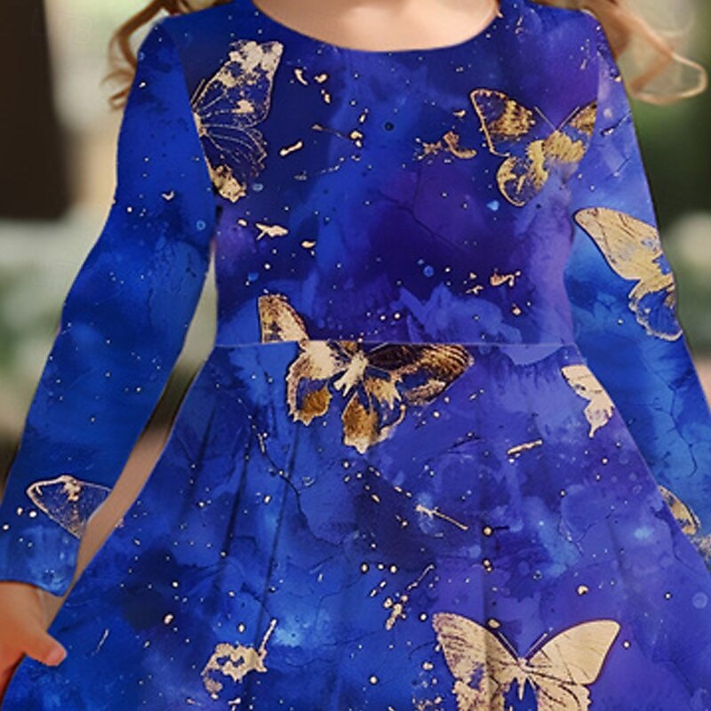 Tyttöjen 3D Perhonen Mekko Pitkähihainen Kesä Kevät Loma Päivittäin Pyhäpäivä Prinsessa Kaunis Makea Lapset 4-12 vuotta Rento mekko A linjainen mekko Polvipituinen Normaali 2025 - $16.99 –P2