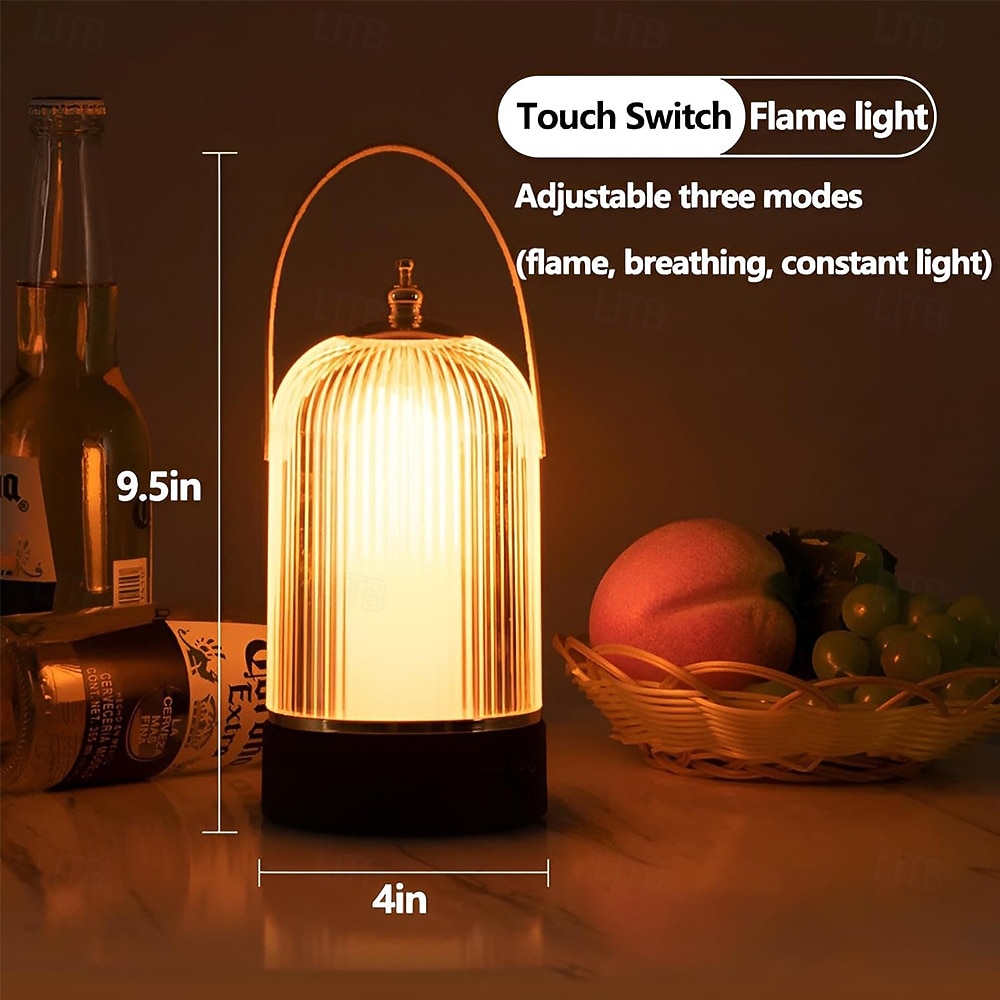 Vintage Table LampPortable Cordless Lamp Touch Control Stepless Dimmer Rechargeable LED Birdcage Lamp Dimmable Flame Light for Home Bedroom Outdoor Nursery Camping Gift 2026 - $41.99 –P2