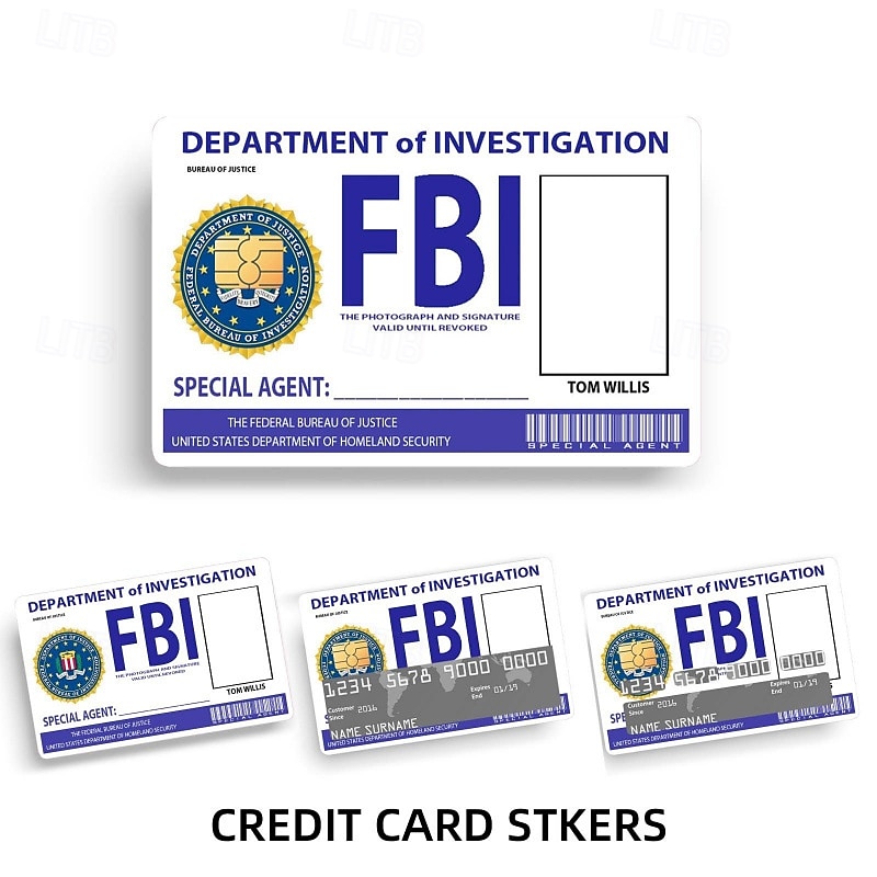 Набор из 4 скинов карт секретных агентов для косплея FBI/ICE Designs &подарочный набор наклеек матовый идентификатор &Декоративные наклейки для кредитных карт, персонализированные стильные наклейки 2026 - $12.99 –P21
