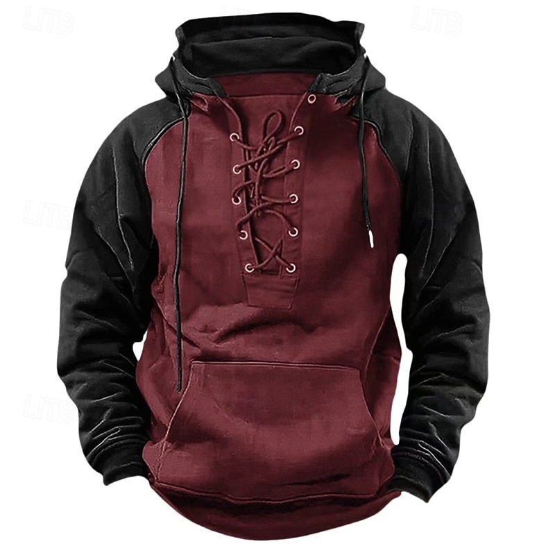 Herren Kapuzensweatshirt Taktischer Kapuzensweatshirt Weinrot Schwarz Armeegrün Marineblau Khaki Mit Kapuze Einfach Schnürung Reißverschluss Farbblock Sport & Outdoor Lässig Täglich Streetwear Cool 2025 - $17.99 –P3