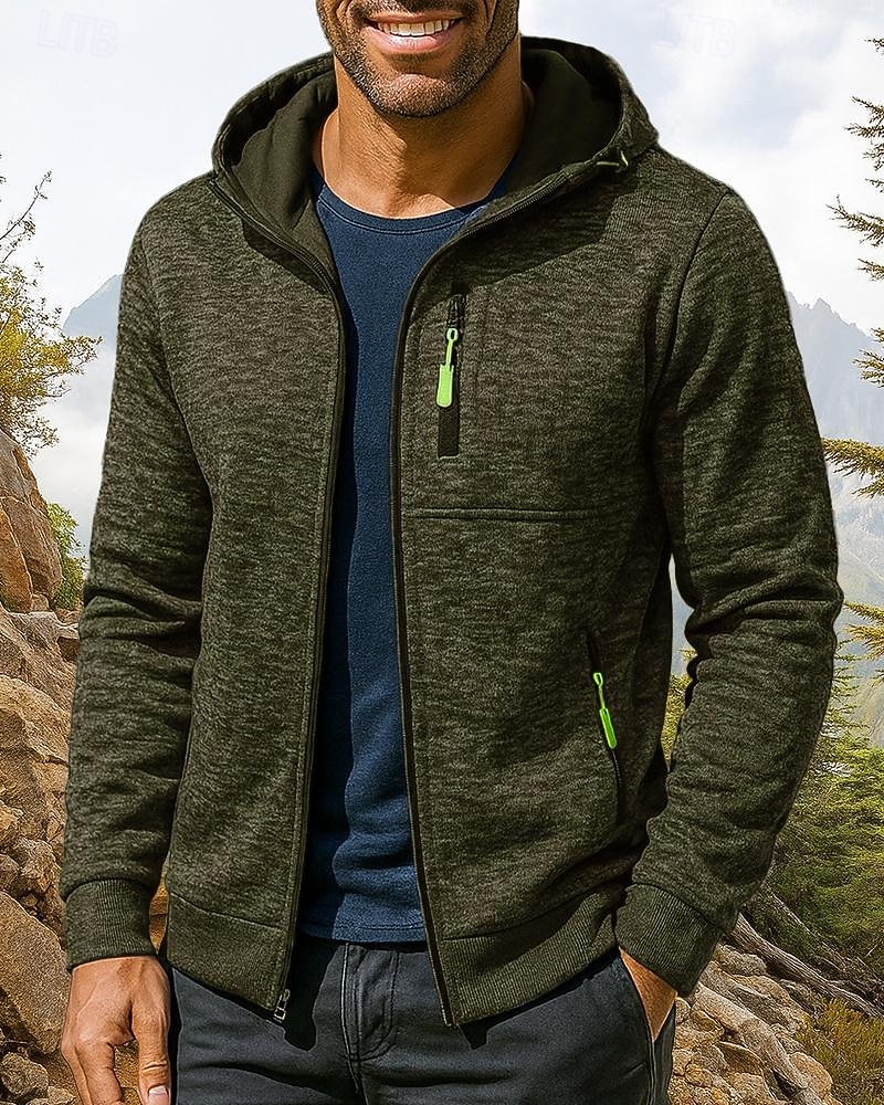 Men's Hiking Jacket Sport Jacket Outdoor Thermal Hiking Outfits Hiking Clothes Winter Autumn / Fall Top Camping / Hiking / Caving Running Solid Color Dark Grey Black Army Green 2026 - $25.99 –P9