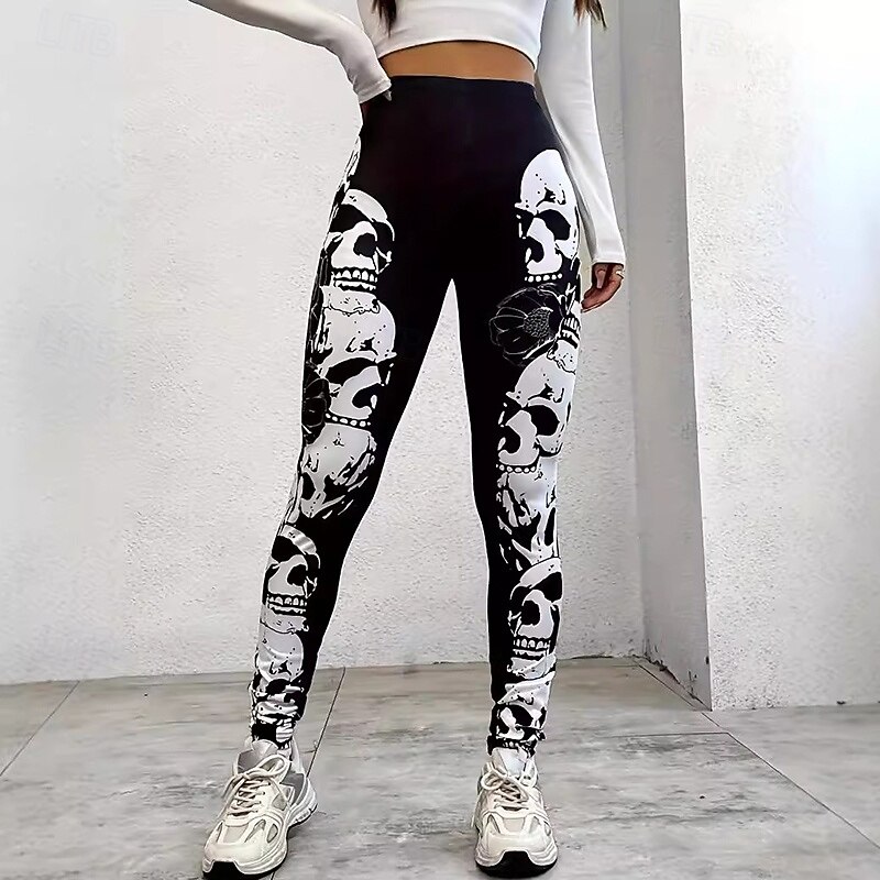 Damskie Spodnie sportowe Legginsy do jogi Wyszczuplenie brzucha Wysoka talia Obuwie sportowe Pilates Bieganie Doły Nadruk Czarny Jesień Sport Odzież sportowa 2026 - $15.49 –P1