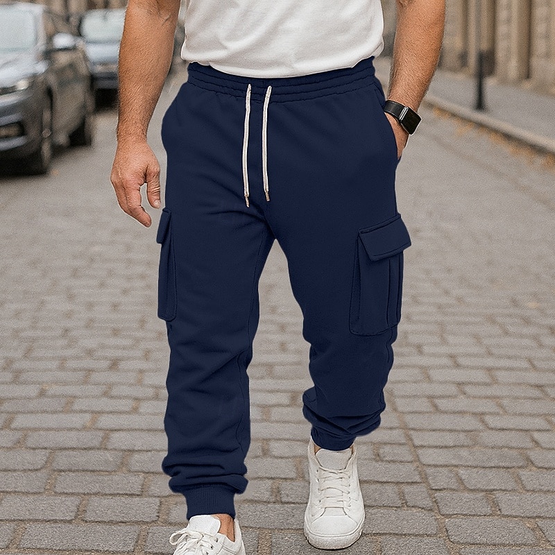 Per uomo Pantaloni da Tuta Cargo Pantaloni da tuta Pantaloni in Pile Joggers Pantaloni Coulisse Elastico in vita Multi-tasche Semplice Traspirante Lunghezza intera Casuale Quotidiano All'aperto Moda del 2026 a $21.99 –P4