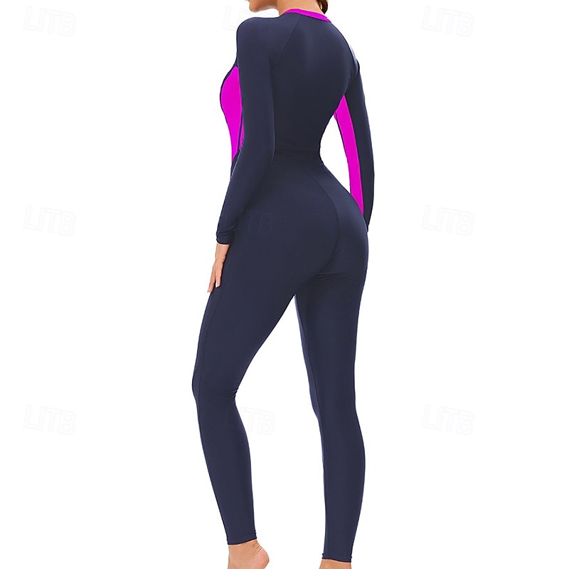 Dame Badedrakt Rash-guard UV Solbeskyttelse UPF50+ Langermet Badetøy Ta igjen glidelåsen Svømming Surfing Lapper Vår Høst 2025 - $32.99 –P14