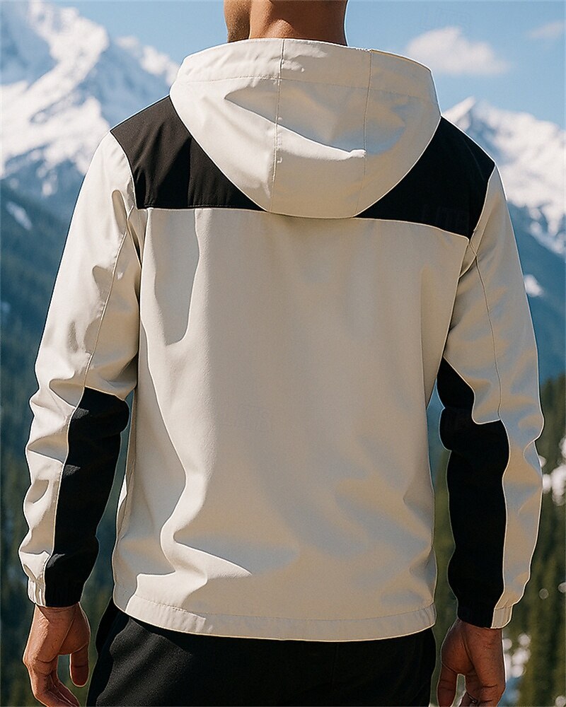 Men's Softshell Jacket Hiking Jacket Hardshell Jacket Outdoor Waterproof Windproof Hiking Outfits Hiking Clothes Spring Autumn / Fall Jacket Hunting Climbing Running Patchwork Black Ivory Army Green 2025 - $25.99 –P2