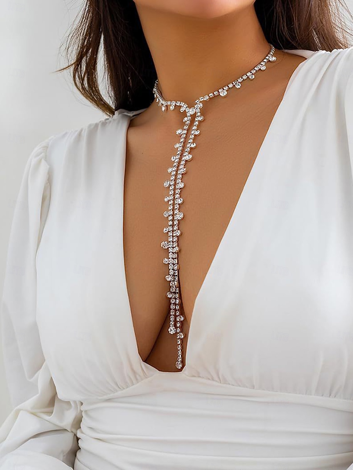 collana girocollo a forma di Y con strass da donna: gioielli scintillanti in cristallo per abiti con scollo a V profondo e occasioni di festa del 2025 a $14.99 –P2