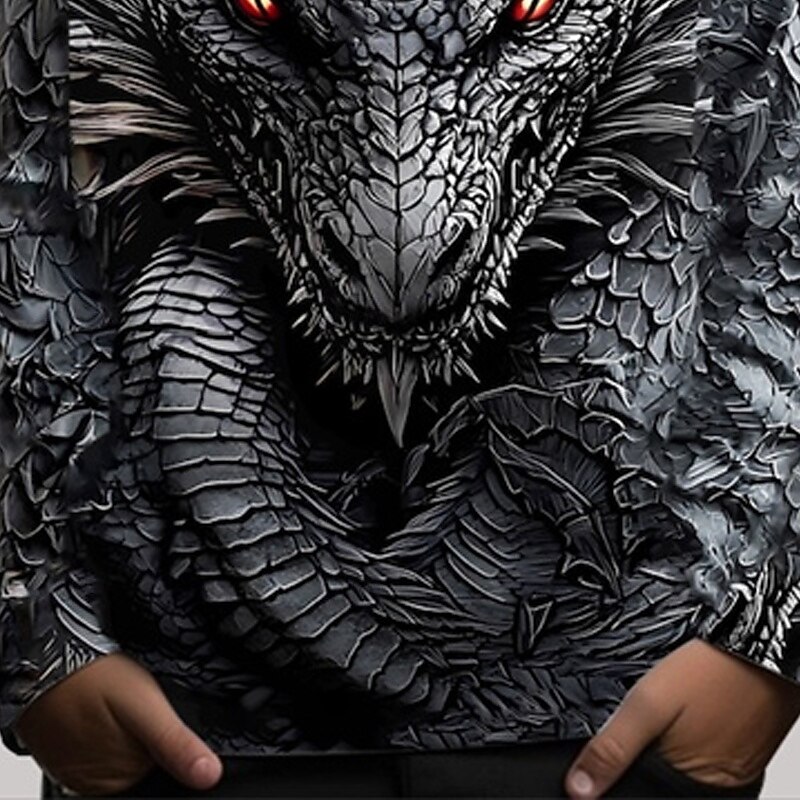 Pojkar 3D Drake Huvtröja Långärmad Vår Höst Mode Streetwear Barn 4-12 år Huva Utomhus Ledigt Dagligen Normal 2025 - $18.99 –P6