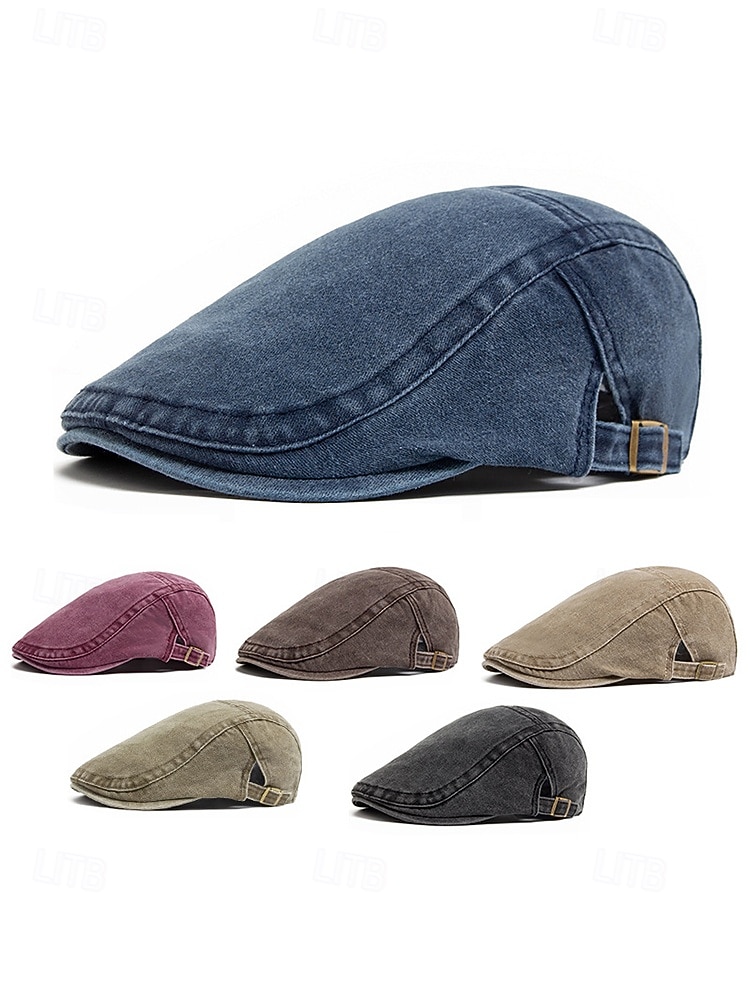 berretto piatto da uomo in cotone lavato con visiera edera – cappello da guida newsboy con fibbia regolabile, stile vintage leggero e traspirante per golf, viaggi, attività all'aperto e uso quotidiano del 2025 a $14.99 –P3
