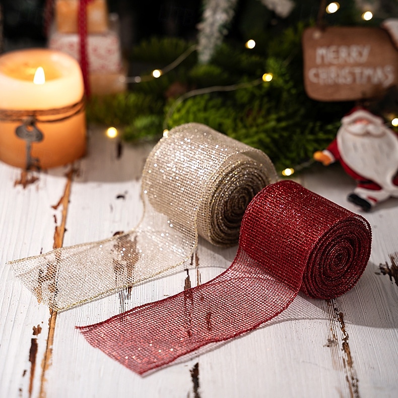 3 rouleaux de ruban de Noël câblé, nœud décoratif à faire soi-même, ruban de satin en maille rouge, décoration de boîte cadeau, fournitures d'artisanat de vacances, ornement d'arbre de Noël et de 2025 ? $9.49 –P5