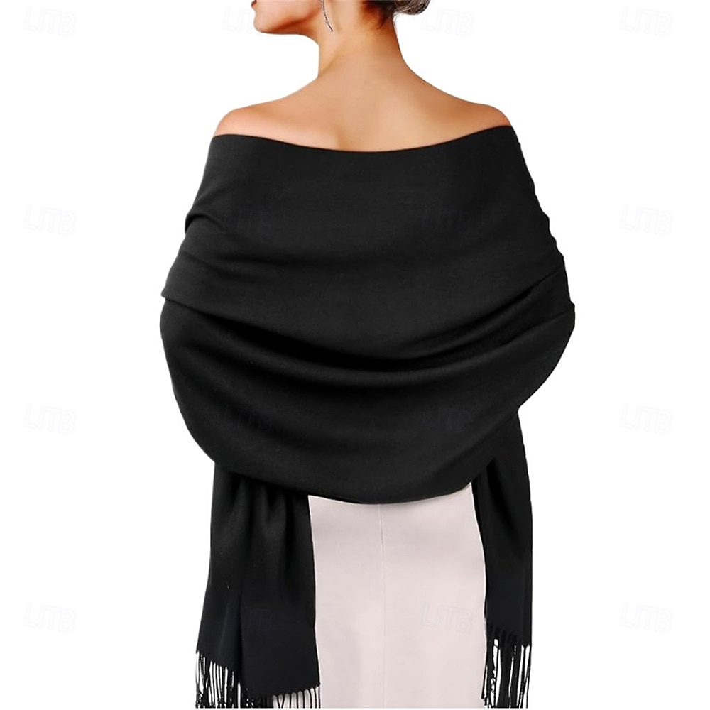 Damepashmina-sjal og sjal til aftenkjoler bryllupsfest brudepike vintervarmt langt skjerfsjal 2025 - $25.99 –P6