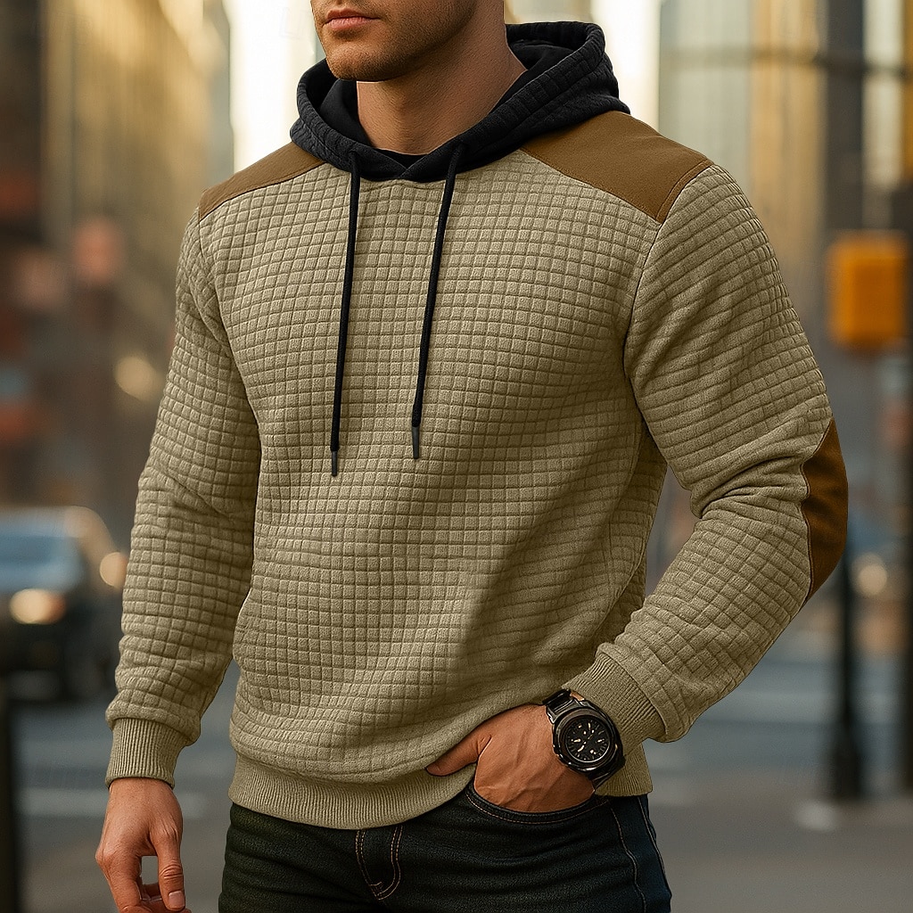 Hombre Sudadera Sudadera con capucha y diseño de gofres Sudadera Con Capucha Albaricoque Negro Verde Ejército Gris Claro Con Capucha Plano Retazos Bloque de Color Deporte Casual Diario Ropa de calle 2025 - $27.99 –P1