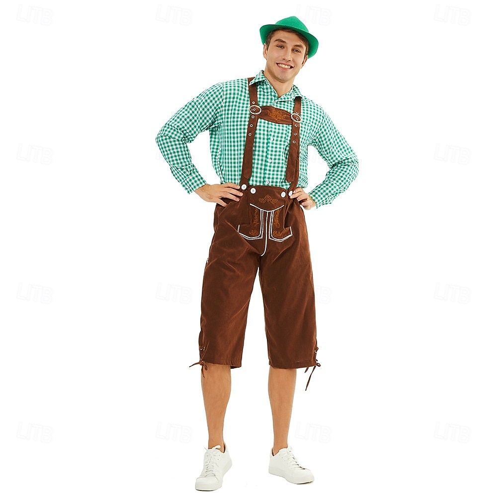 Carnaval Oktoberfest bier Oktoberfest Outfits Gemaskerd Bal Lederhosen Bavarian Duits Traditionele stijl Weiden Voor heren Carnaval Feest Halloween Doek in traditionele stijl Top Short Hoed 2026 - $53.99 –P2