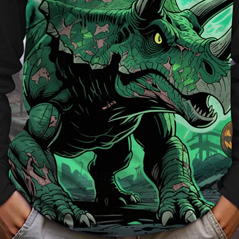 předvečer Všech svatých Chlapecké 3D Komiks Dinosaurus Tričko Košilky Dlouhý rukáv Jaro Podzim Módní Základní Děti 4-12 let Tričkový Venkovní Ležérní Denní Běžný 2025 - $13.99 –P6