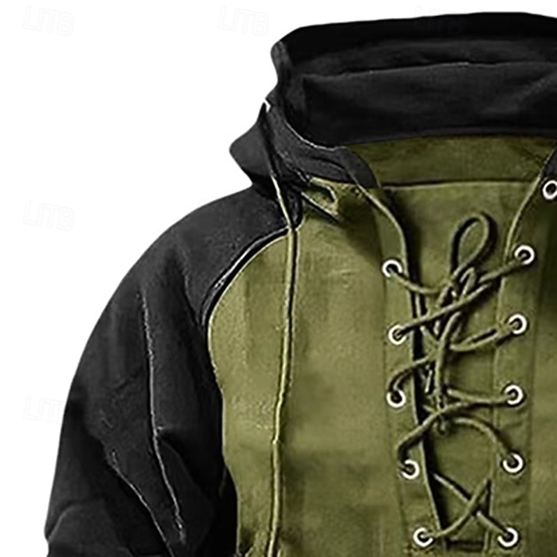 Herren Kapuzensweatshirt Taktischer Kapuzensweatshirt Weinrot Schwarz Armeegrün Marineblau Khaki Mit Kapuze Einfach Schnürung Reißverschluss Farbblock Sport & Outdoor Lässig Täglich Streetwear Cool 2025 - $17.99 –P7