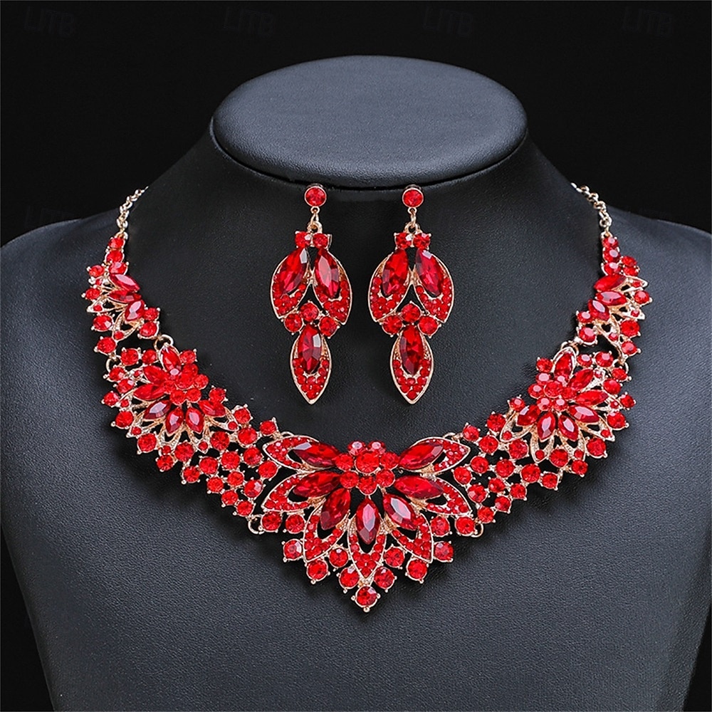 Jewelry Set Two-piece Suit Crystal Alloy Earrings Necklace Women's Elegant Vintage Fashion Vintage Style Classic Jewelry Set For Wedding Party Wedding Guest 2026 - $21.99 –P5
