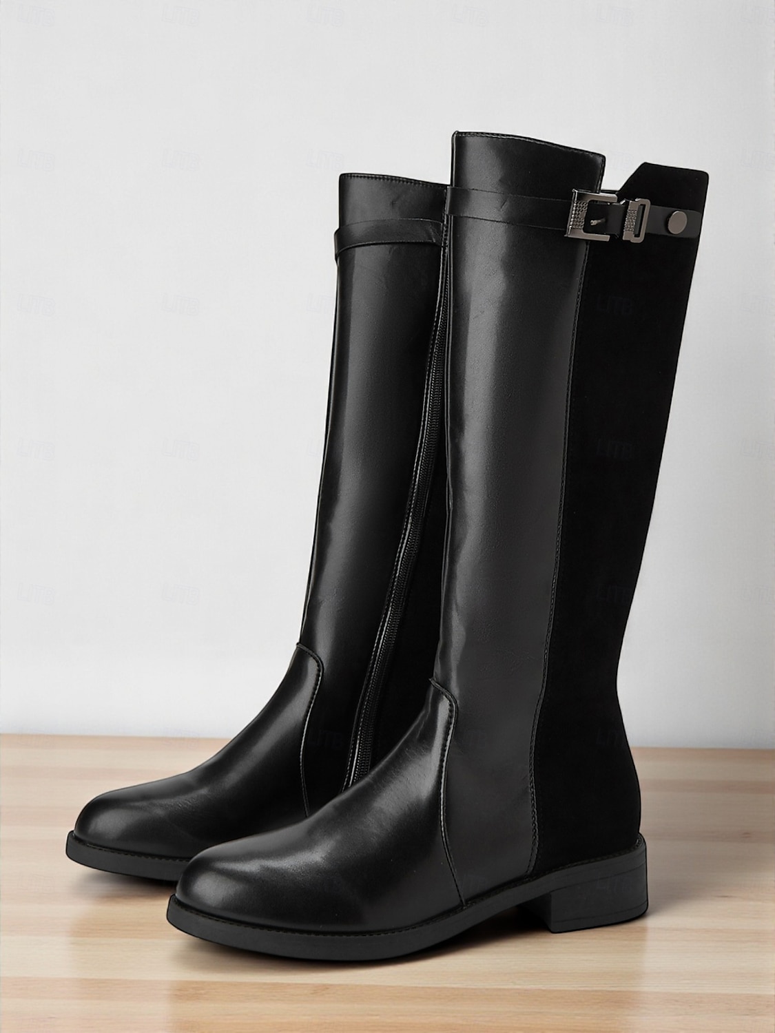 Femmes Bottes Quotidien Bottes hautes au genou Petit talon Bout Rond Occasionnel Minimalisme Faux daim Fermeture éclair Noir Marron de 2025 ? $42.99 –P1