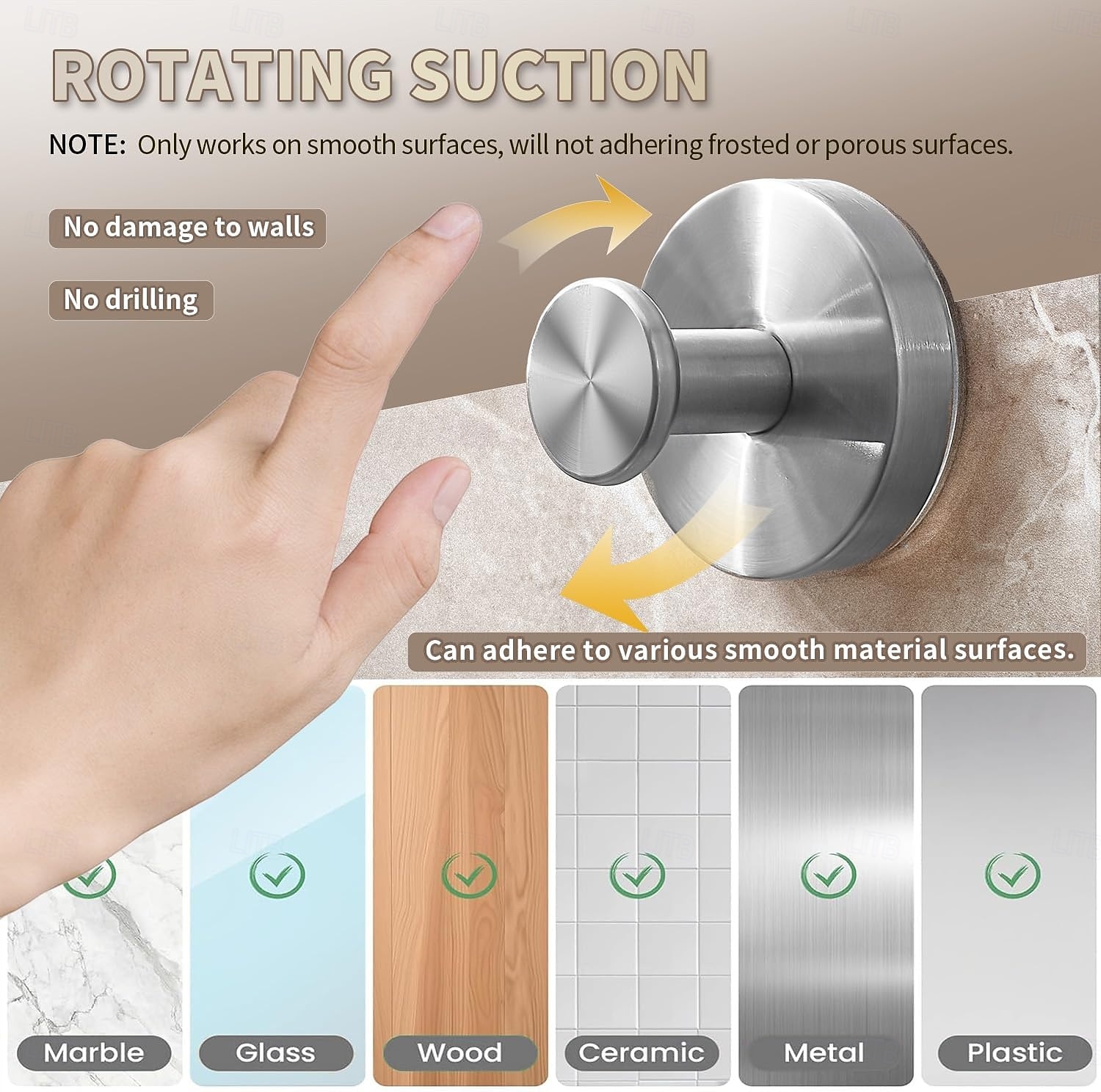 Pachet de 4 cârlige cu ventuză pentru duș, coroane, prosoape, halate, lufă, cârlige de baie detașabile, fără găurire, pentru montare pe pereții băii, bucătărie, sticlă, oglinzi, faianță, suprafețe 2025 - $16.49 –P5