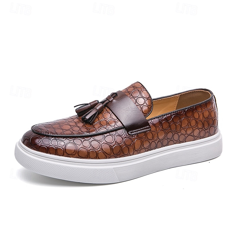 Braune Herren-Loafer mit Krokodilmuster und Quasten – luxuriöse Slipper für Business, Abendpartys und formelle Anlässe 2026 - $54.99 –P1
