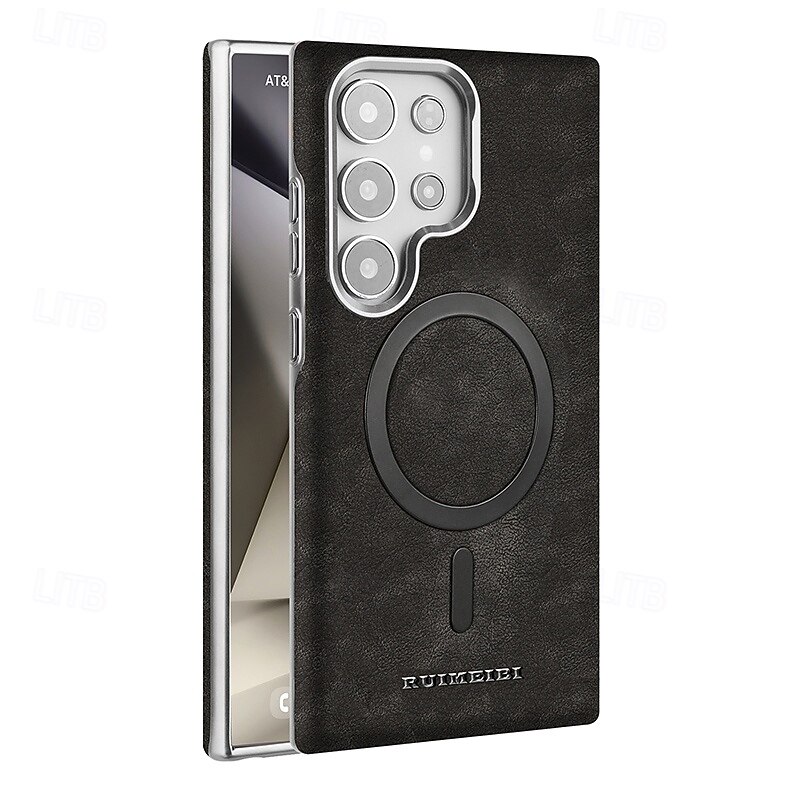 puhelin Etui Käyttötarkoitus Samsung Galaxy S25 Ultra Plus S24 Ultra Plus S23 Ultra Takakuori Tukee langatonta latausta Iskunkestävä Retro TPU PU-nahka 2025 - $19.99 –P5