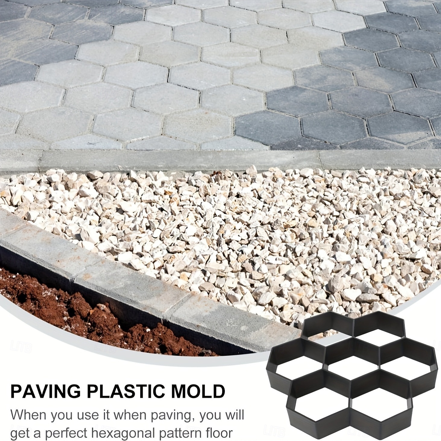 قالب رصف سداسي الشكل، 11.4 × 11.4 × 1.5 بوصة، صانع ممرات خرسانية للحديقة، حجر متدرج، قالب أسمنتي لرصف أرضيات الفناء، مادة بلاستيكية 2025 - $20.99 –P7