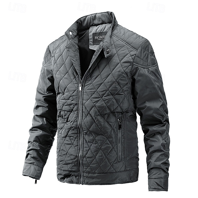 Herr Vinterkappa Quiltad jacka Anorak Ficka Polyester Semester Dagliga kläder Datum Normal Mode Ledigt Bekväm Håller värmen Vinter Enfärgad / vanlig färg Svart Kaki Armégrön Mörkblå Pufferjacka 2025 - $57.99 –P17