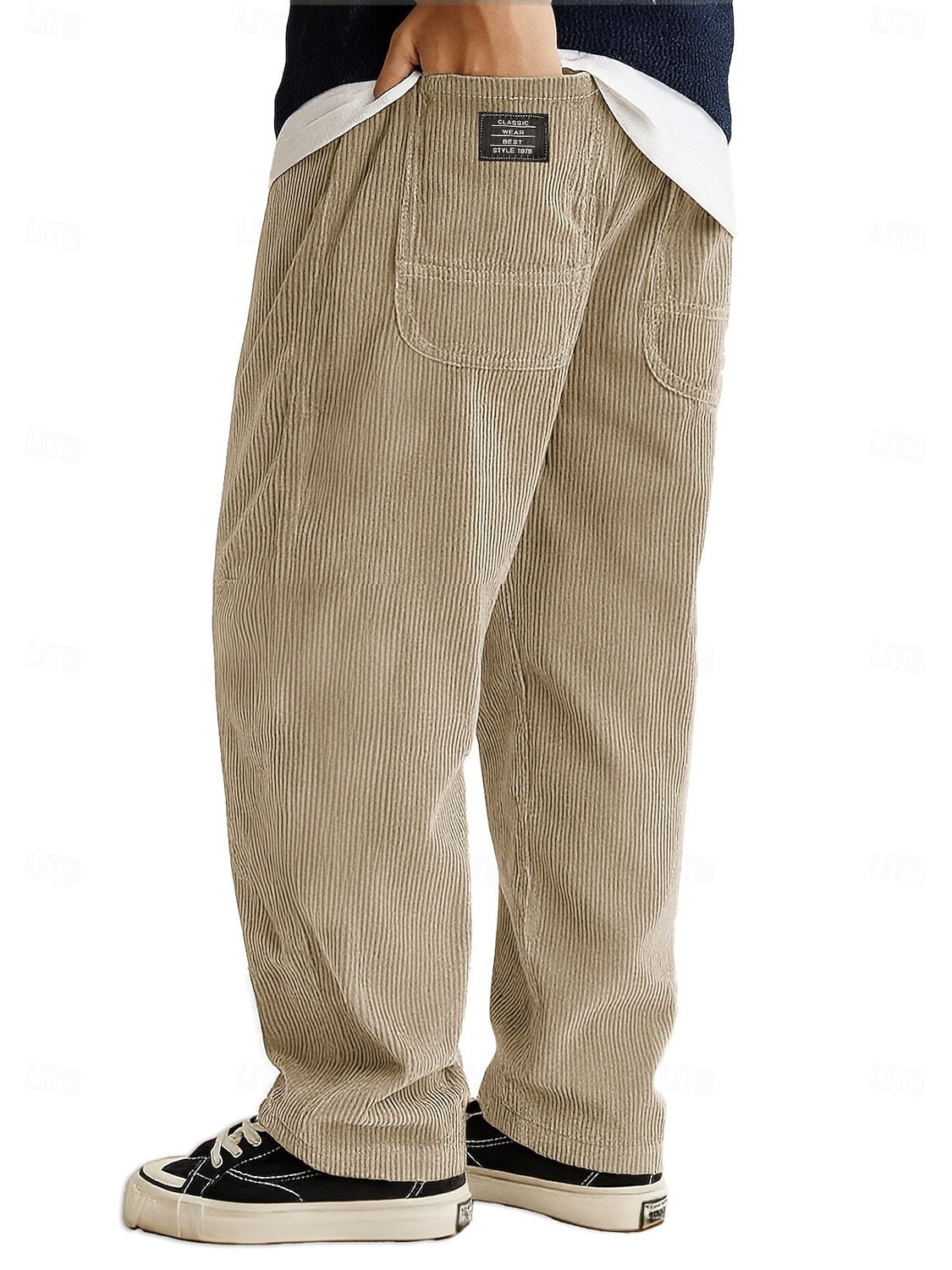 Homens Calças Esportivas Calças de Veludo Calças Calças largas Cintura elástica Perna reta Tecido Pavio Humido Respirável Comprimento total Ao ar livre Casual Diário Moda Roupa de rua Preto Branco de 2026 por $28.99 –P4