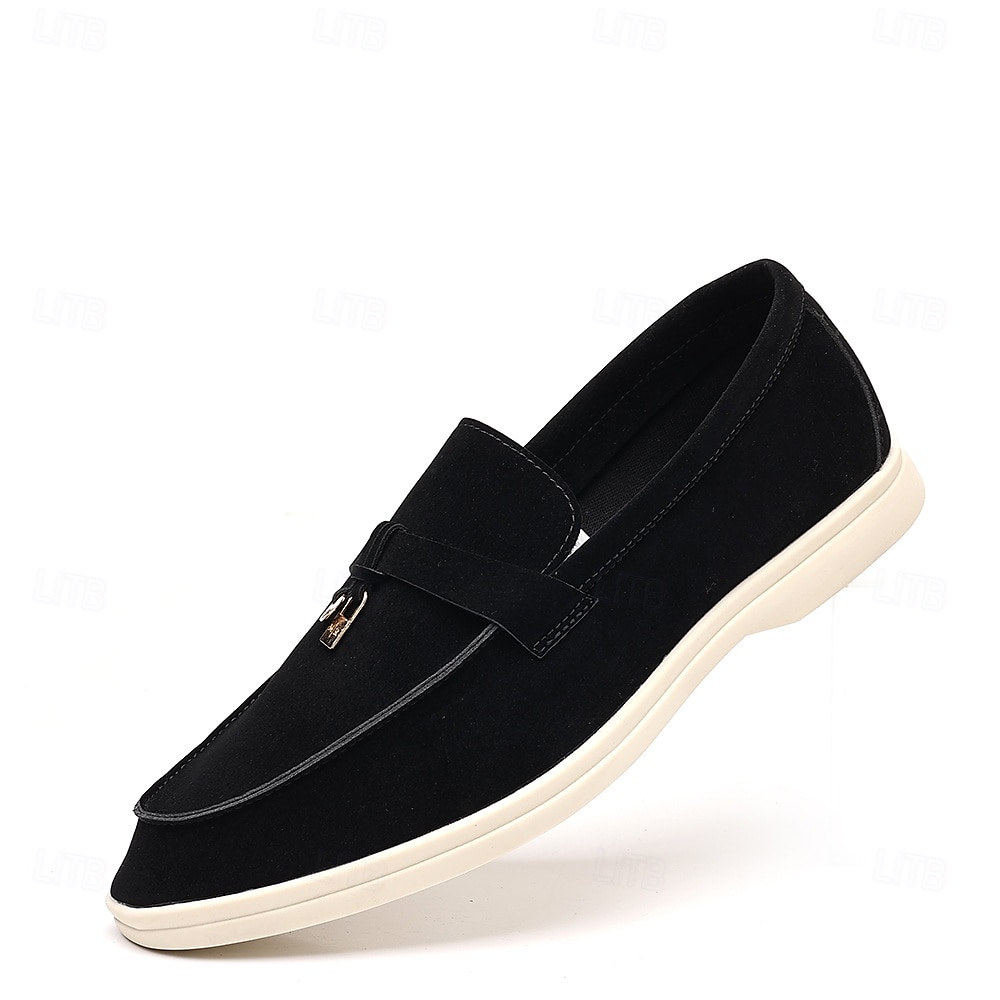 Brune herreloafers i semsket skinn med metalldetaljer – komfortable, casual businesssko til jobb, middager og høstantrekk 2025 - $34.99 –P2