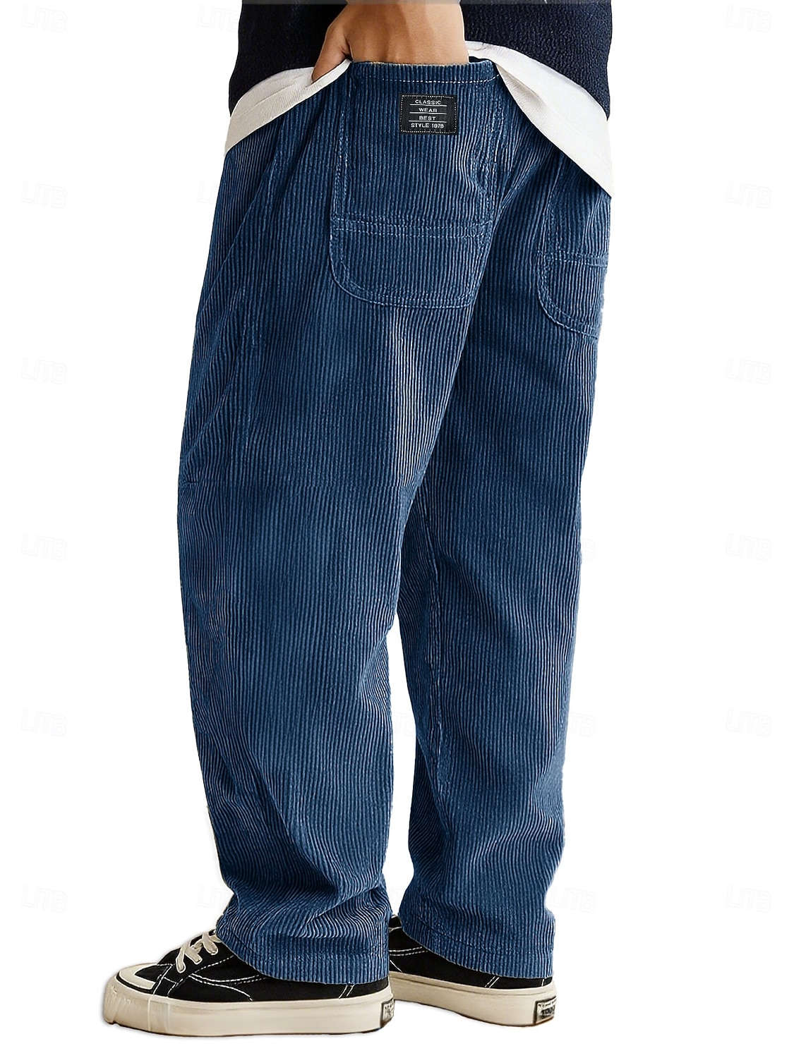 Homens Calças Esportivas Calças de Veludo Calças Calças largas Cintura elástica Perna reta Tecido Pavio Humido Respirável Comprimento total Ao ar livre Casual Diário Moda Roupa de rua Preto Branco de 2026 por $28.99 –P7