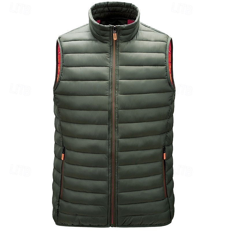 Herren Steppweste Weste Gilet Urlaub Täglich Date Mode Lässig Winter Tasche Polyester Warm Bequem Einfarbig Reisverschluss Stehkragen Normale Passform Schwarz Wein Armeegrün Dunkelblau Weste 2026 - $43.99 –P4