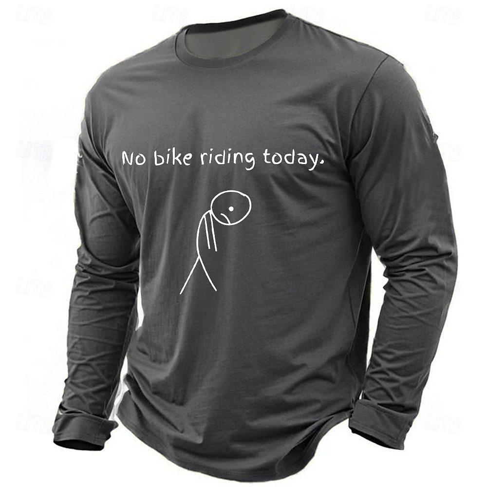 T-Shirt Grafica da Uomo a Maniche Lunghe 'Niente giro in bicicletta oggi' Maglietta Umoristica con Figura Triste del 2025 a $21.99 –P4