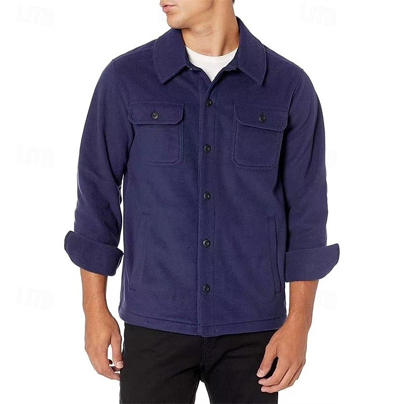 Herr Lättviktsjacka Vardaglig jacka Semester Dagligen Andningsfunktion Ficka Vår Höst Slät Mode Klassisk Kavajslag Normal Svart Marinblå Himmelsblå Mörkgrön Orange Jacka 2025 - $37.99 –P7