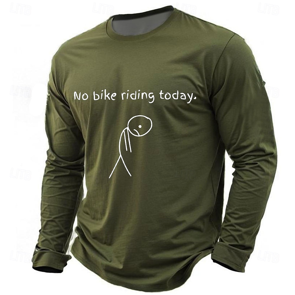 T-Shirt Grafica da Uomo a Maniche Lunghe 'Niente giro in bicicletta oggi' Maglietta Umoristica con Figura Triste del 2025 a $21.99 –P5