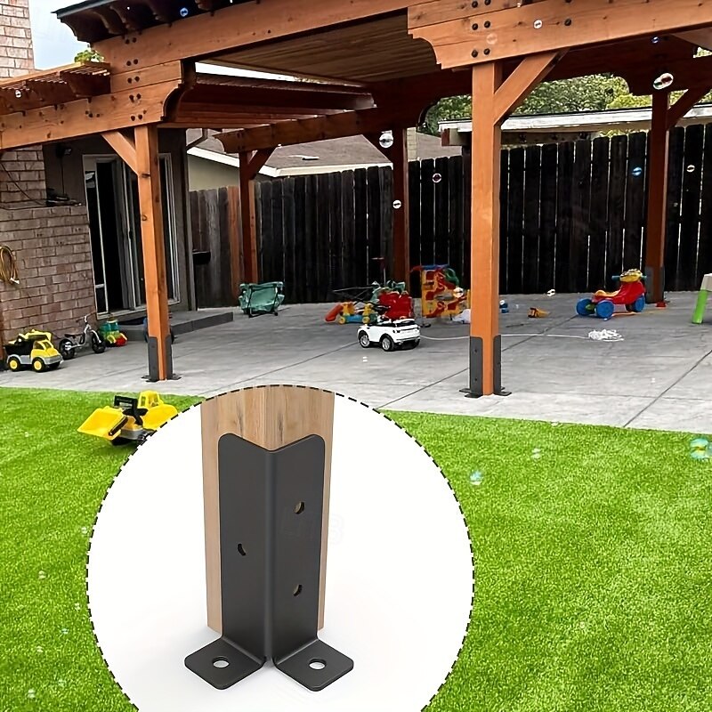 Ensemble de supports d'ancrage réglables pour poteaux de terrasse de 1,5 x 1,5, 2 x 2, 2 x 4 et 4 x 4, support en métal lourd pour clôture en bois et gazebo de 2025 ? $9.49 –P4