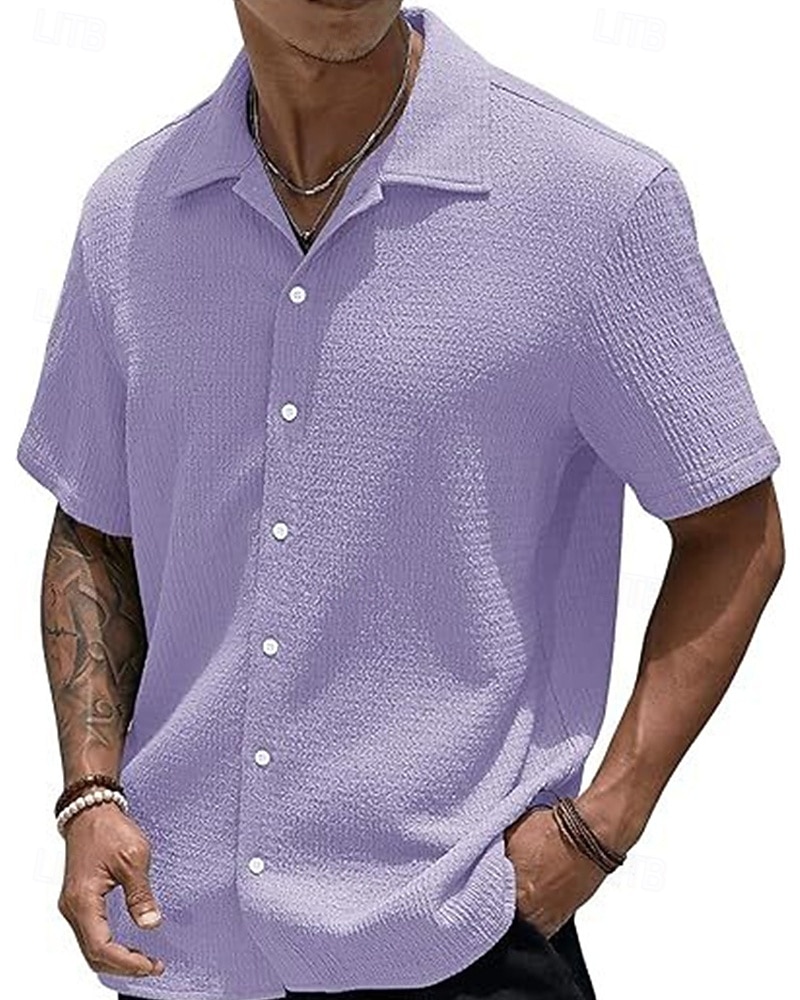 Per uomo Camicia Camicia Estiva Camicia casual Camicia da Spiaggia Camicia con Bottoni Marrone Scuro Nero Bianco Verde chiaro Rosa Manica Corta Semplice Bavero Vacanza Camicia hawaiana Abbigliamento del 2025 a $23.99 –P14