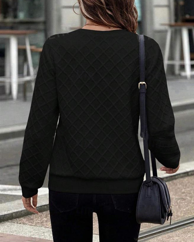 Per donna Felpa con texture Felpe Felpe con cerniera Semplice Streetwear Casual Comodo Manica Lunga Collo Alto Top Regolari Streetwear Ferie Uscire Zip a un quarto Bianco Primavera Autunno del 2025 a $23.99 –P7