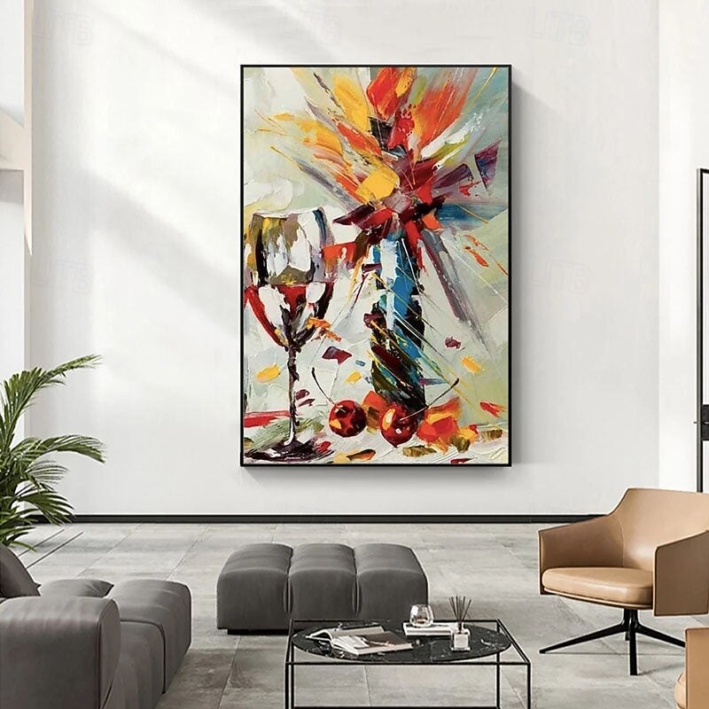Painting on Canvas Prints Abstract Flower Wine Cup Frames Wall Art Contemporary Oversized Picture Living Room Modern Decor 2025 - $38.99 –P3
