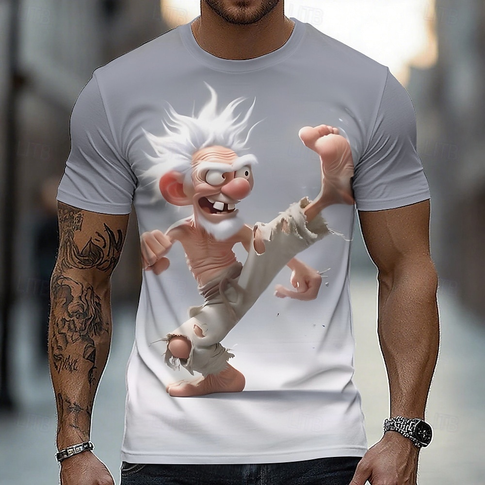 2025年 男性用 3D キャラクター Tシャツ 半袖 Tシャツ 3Dプリント クルーネック シャツ 誇張された デザイナー パーティー 祝日 白1 イエロー カーキ色 夏 春 衣類 S M L XL XXL XXXL  コレクション – $19.99 –P3