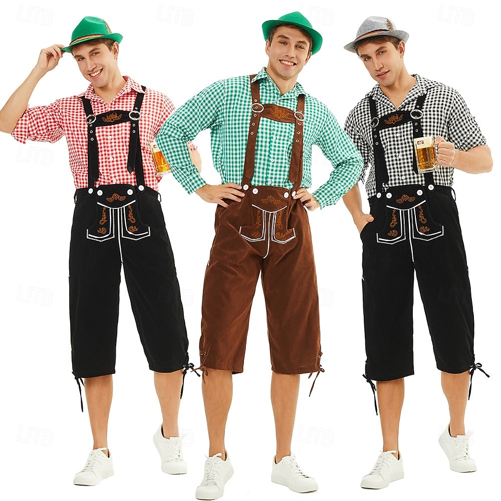 Carnaval Oktoberfest bier Oktoberfest Outfits Gemaskerd Bal Lederhosen Bavarian Duits Traditionele stijl Weiden Voor heren Carnaval Feest Halloween Doek in traditionele stijl Top Short Hoed 2026 - $53.99 –P1