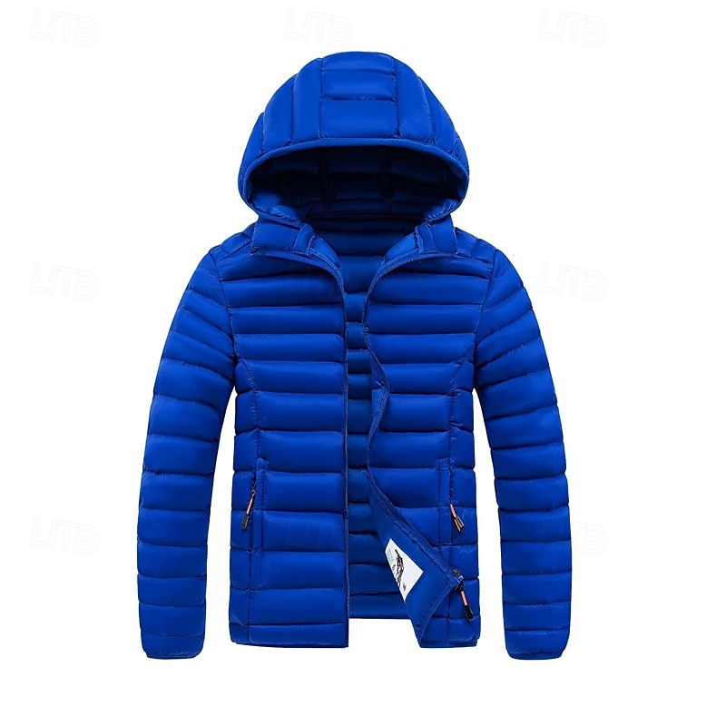 Pánské Zimní kabát Puffer bunda Polstrovaná bunda Kapsy Polyester Dovolená Denní nošení Rande Standardní Módní Na běžné nošení Pohodlné Zahřívací Zima Plná / Jednobarevná Tmavě šedá Černá Bílá Žlutá 2026 - $51.99 –P15