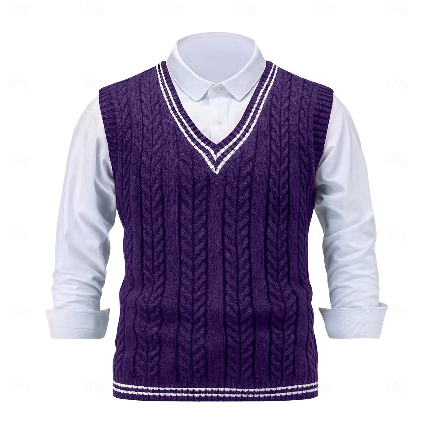Herren Pullover Pullunder Zopfmuster Stricken Normale Oberteile Gestrickt Schmale Passform Geometrisch V Ausschnitt Strickware Zeitgenössisch Lässig Alltagskleidung Bekleidung Winter Frühling & Herbst 2025 - $25.99 –P7