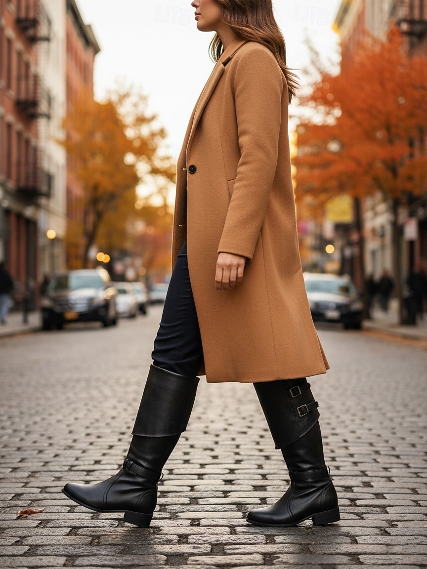 Botas femininas conversíveis acima do joelho com cano dobrável, estilo casual retrô, design versátil para o dia a dia urbano de 2025 por $59.99 –P7